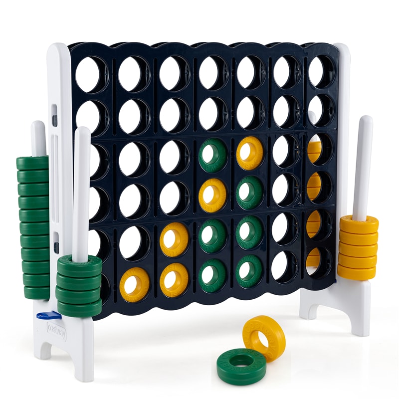 Giant 4-in-a-Row Game Set, 3.5FT Jumbo 4-to-Score Connect Game w/ 42 Rings & Quick-Release Slider, Indoor Outdoor Family Yard Game