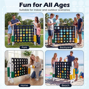Giant 4-in-a-Row Game Set, 3.5FT Jumbo 4-to-Score Connect Game w/ 42 Rings & Quick-Release Slider, Indoor Outdoor Family Yard Game