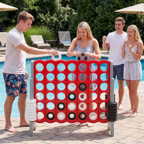 Giant 4-in-a-Row Game Set, 3.5FT Jumbo 4-to-Score Connect Game w/ 42 Rings & Quick-Release Slider, Indoor Outdoor Family Yard Game