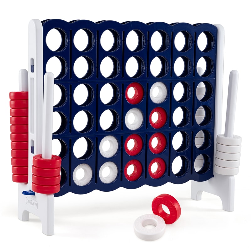 Giant 4-in-a-Row Game Set, 3.5FT Jumbo 4-to-Score Connect Game w/ 42 Rings & Quick-Release Slider, Indoor Outdoor Family Yard Game