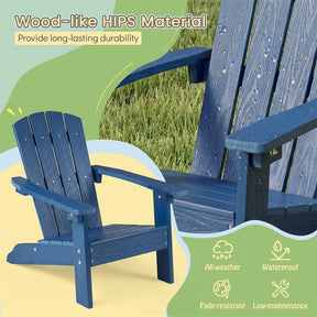 Kids Adirondack Chair, All-Weather HIPS Outdoor Chair with Ergonomic High Backrest & Armrests, Toddler Lawn Patio Seat for Ages 3-8