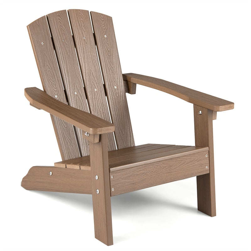 Kids Adirondack Chair, All-Weather HIPS Outdoor Chair with Ergonomic High Backrest & Armrests, Toddler Lawn Patio Seat for Ages 3-8