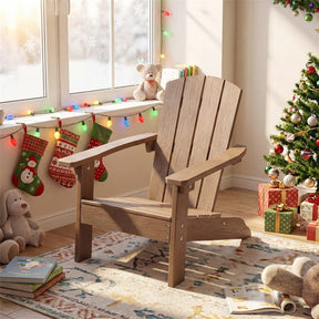 Kids Adirondack Chair, All-Weather HIPS Outdoor Chair with Ergonomic High Backrest & Armrests, Toddler Lawn Patio Seat for Ages 3-8