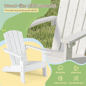 Kids Adirondack Chair, All-Weather HIPS Outdoor Chair with Ergonomic High Backrest & Armrests, Toddler Lawn Patio Seat for Ages 3-8