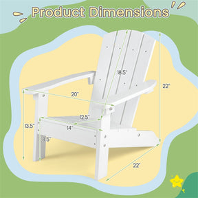 Kids Adirondack Chair, All-Weather HIPS Outdoor Chair with Ergonomic High Backrest & Armrests, Toddler Lawn Patio Seat for Ages 3-8