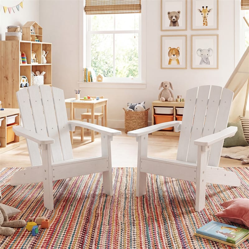 Kids Adirondack Chair, All-Weather HIPS Outdoor Chair with Ergonomic High Backrest & Armrests, Toddler Lawn Patio Seat for Ages 3-8