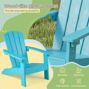 Kids Adirondack Chair, All-Weather HIPS Outdoor Chair with Ergonomic High Backrest & Armrests, Toddler Lawn Patio Seat for Ages 3-8