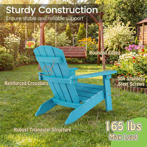 Kids Adirondack Chair, All-Weather HIPS Outdoor Chair with Ergonomic High Backrest & Armrests, Toddler Lawn Patio Seat for Ages 3-8