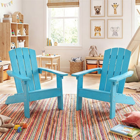 Kids Adirondack Chair, All-Weather HIPS Outdoor Chair with Ergonomic High Backrest & Armrests, Toddler Lawn Patio Seat for Ages 3-8