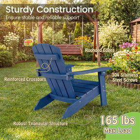 Kids Adirondack Chair, All-Weather HIPS Outdoor Chair with Ergonomic High Backrest & Armrests, Toddler Lawn Patio Seat for Ages 3-8