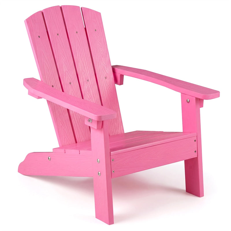 Kids Adirondack Chair, All-Weather HIPS Outdoor Chair with Ergonomic High Backrest & Armrests, Toddler Lawn Patio Seat for Ages 3-8