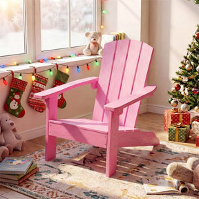 Kids Adirondack Chair, All-Weather HIPS Outdoor Chair with Ergonomic High Backrest & Armrests, Toddler Lawn Patio Seat for Ages 3-8