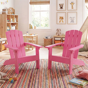 Kids Adirondack Chair, All-Weather HIPS Outdoor Chair with Ergonomic High Backrest & Armrests, Toddler Lawn Patio Seat for Ages 3-8