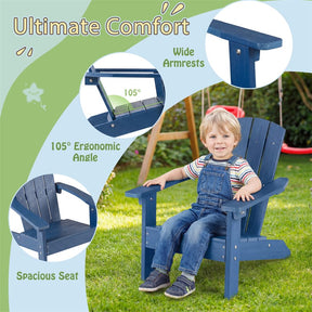 Kids Adirondack Chair, All-Weather HIPS Outdoor Chair with Ergonomic High Backrest & Armrests, Toddler Lawn Patio Seat for Ages 3-8