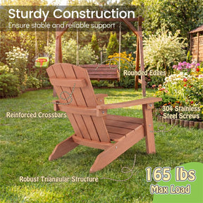 Kids Adirondack Chair, All-Weather HIPS Outdoor Chair with Ergonomic High Backrest & Armrests, Toddler Lawn Patio Seat for Ages 3-8