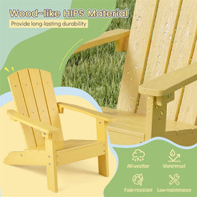 Kids Adirondack Chair, All-Weather HIPS Outdoor Chair with Ergonomic High Backrest & Armrests, Toddler Lawn Patio Seat for Ages 3-8