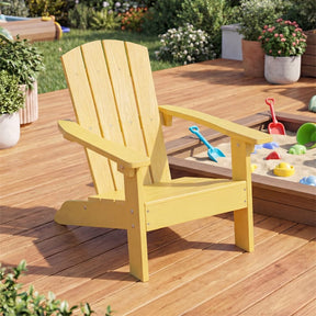 Kids Adirondack Chair, All-Weather HIPS Outdoor Chair with Ergonomic High Backrest & Armrests, Toddler Lawn Patio Seat for Ages 3-8