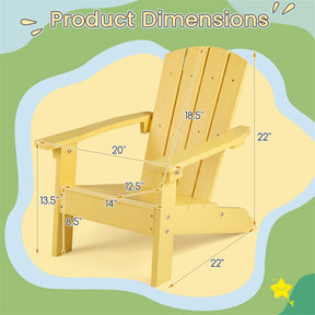 Kids Adirondack Chair, All-Weather HIPS Outdoor Chair with Ergonomic High Backrest & Armrests, Toddler Lawn Patio Seat for Ages 3-8