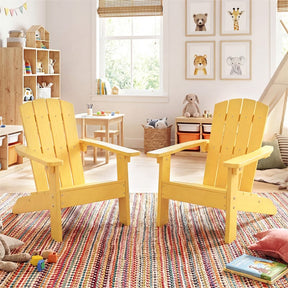 Kids Adirondack Chair, All-Weather HIPS Outdoor Chair with Ergonomic High Backrest & Armrests, Toddler Lawn Patio Seat for Ages 3-8