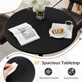 Modern 5-Piece Round Dining Table Set for 4, 32" Kitchen Table with 4 Chairs & Solid Wood Legs, Dinette Set for Small Spaces