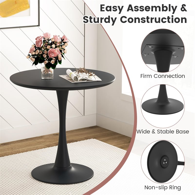 Modern 5-Piece Round Dining Table Set for 4, 32" Kitchen Table with 4 Chairs & Solid Wood Legs, Dinette Set for Small Spaces