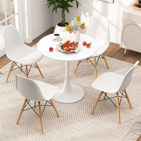 Modern 5-Piece Round Dining Table Set for 4, 32" Kitchen Table with 4 Chairs & Solid Wood Legs, Dinette Set for Small Spaces