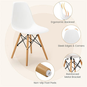 Modern 5-Piece Round Dining Table Set for 4, 32" Kitchen Table with 4 Chairs & Solid Wood Legs, Dinette Set for Small Spaces