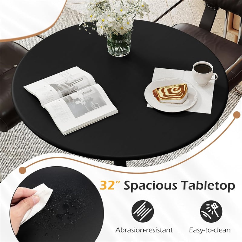 Modern 5-Piece Round Dining Table Set for 4, 32" Kitchen Table with 4 Chairs & Solid Wood Legs, Dinette Set for Small Spaces