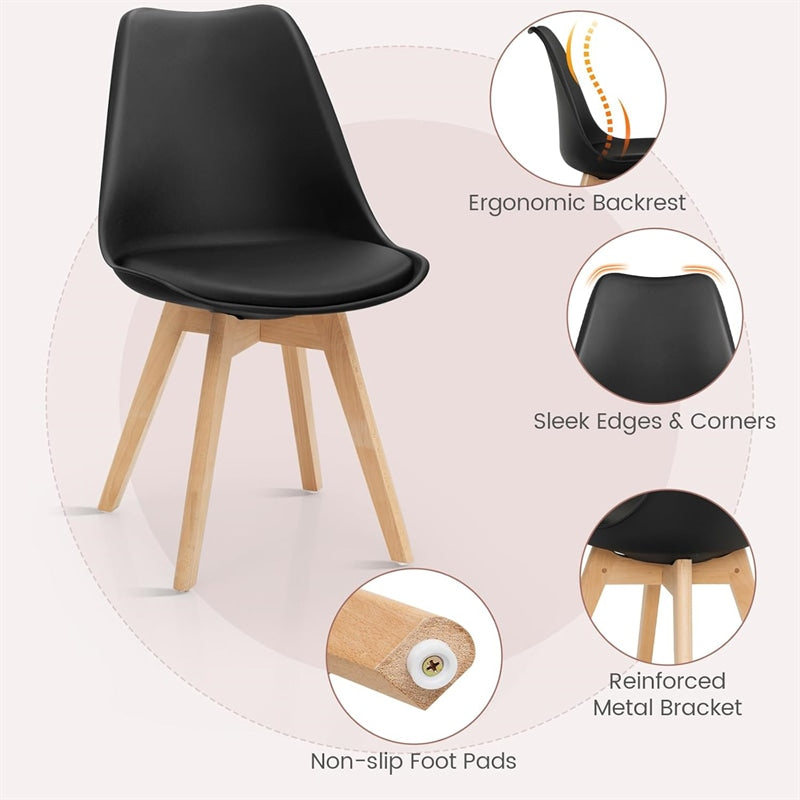 Modern 5-Piece Round Dining Table Set for 4, 32" Kitchen Table with 4 Chairs & Solid Wood Legs, Dinette Set for Small Spaces