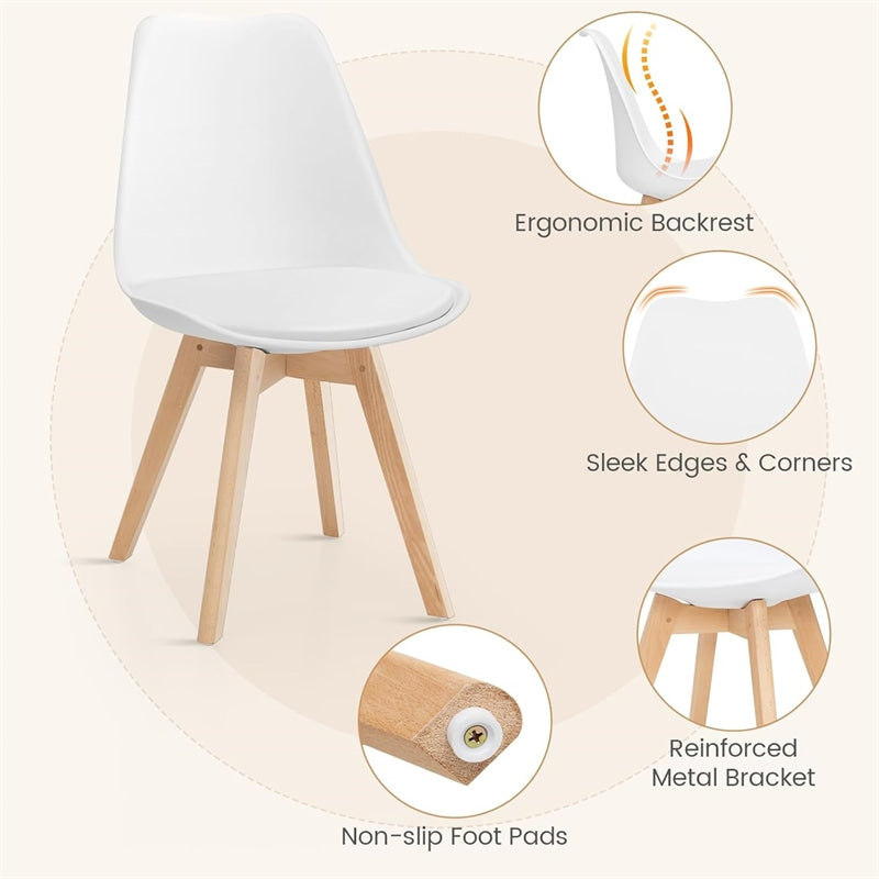 Modern 5-Piece Round Dining Table Set for 4, 32" Kitchen Table with 4 Chairs & Solid Wood Legs, Dinette Set for Small Spaces