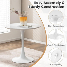 Modern 5-Piece Round Dining Table Set for 4, 32" Kitchen Table with 4 Chairs & Solid Wood Legs, Dinette Set for Small Spaces