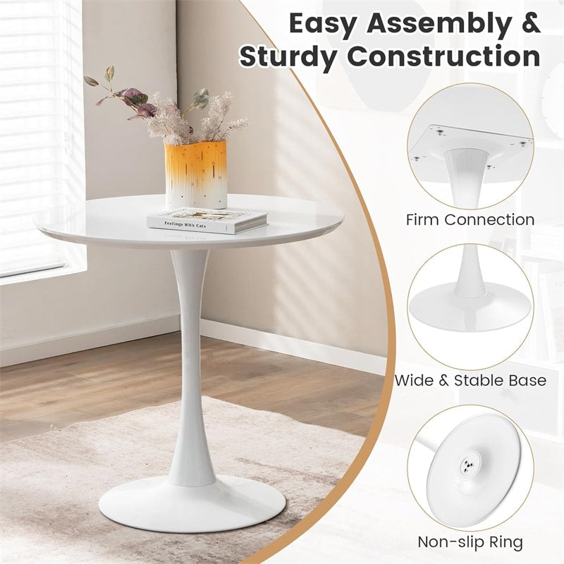 Modern 5-Piece Round Dining Table Set for 4, 32" Kitchen Table with 4 Chairs & Solid Wood Legs, Dinette Set for Small Spaces