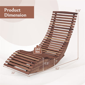 Acacia Wood Outdoor Patio Rocking Chair with Widened Slatted Seat & High Back, Porch Rocker Sun Lounger for Backyard Garden