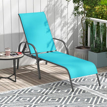 Outdoor Folding Chaise Lounge Chair with 5-Position Adjustable Backrest, Lightweight Fabric Sunbathing Chair Sun Lounger for Poolside Patio