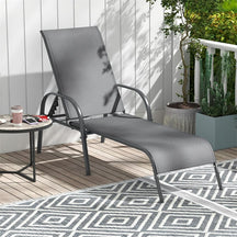 Outdoor Folding Chaise Lounge Chair with 5-Position Adjustable Backrest, Lightweight Fabric Sunbathing Chair Sun Lounger for Poolside Patio