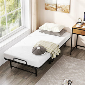 Twin Size Rollaway Guest Bed, 75"x38" Portable Folding Bed with Memory Foam Mattress & Heavy-Duty Metal Frame for Apartment, Small Spaces