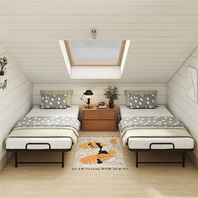 Twin Size Rollaway Guest Bed, 75"x38" Portable Folding Bed with Memory Foam Mattress & Heavy-Duty Metal Frame for Apartment, Small Spaces