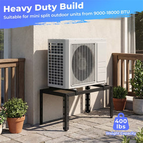 Mini Split Ground Stand for 9000-36000 BTU Ductless Air Conditioner Heat Pump, Heavy Duty Universal Outdoor AC Base Bracket