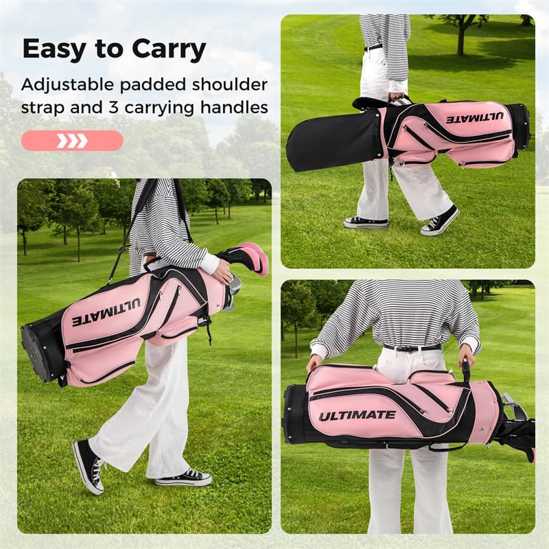 Women's Complete Golf Club Set, 10 Piece Ladies Right Handed Golf Set with 460cc Alloy Driver, Fairway Wood, Hybrid, Irons, Putter & Stand Bag