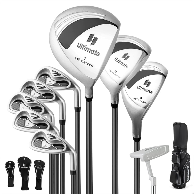 Women's Complete Golf Club Set, 10 Piece Ladies Right Handed Golf Set with 460cc Alloy Driver, Fairway Wood, Hybrid, Irons, Putter & Stand Bag