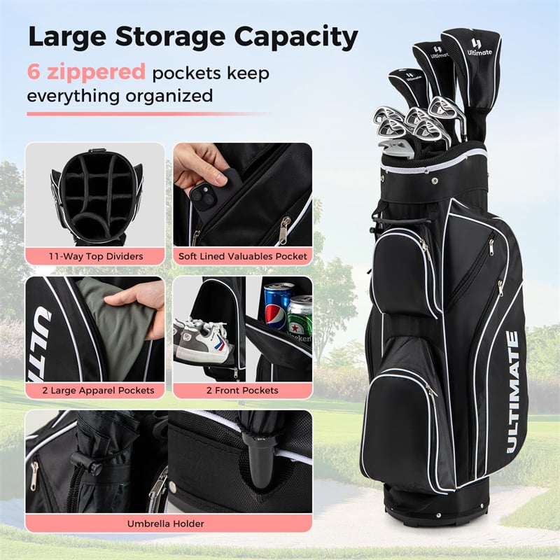 Women's Complete Golf Club Set, 10 Piece Ladies Right Handed Golf Set with 460cc Alloy Driver, Fairway Wood, Hybrid, Irons, Putter & Stand Bag