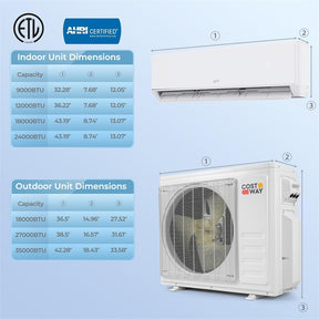 X-Pro 18000 BTU 2 Zone 24 SEER2 WiFi Mini Split Air Conditioner, Energy Star Certified Inverter Ductless AC Heat Pump System with Line Set