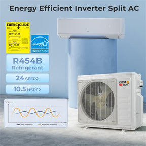 X-Pro 27000 BTU 2 Zone 24 SEER2 Mini Split Air Conditioner, WiFi Enabled Energy Star Inverter Ductless AC System with Heat Pump & Line Set