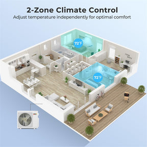 X-Pro 27000 BTU 2 Zone 24 SEER2 Mini Split Air Conditioner, WiFi Enabled Energy Star Inverter Ductless AC System with Heat Pump & Line Set