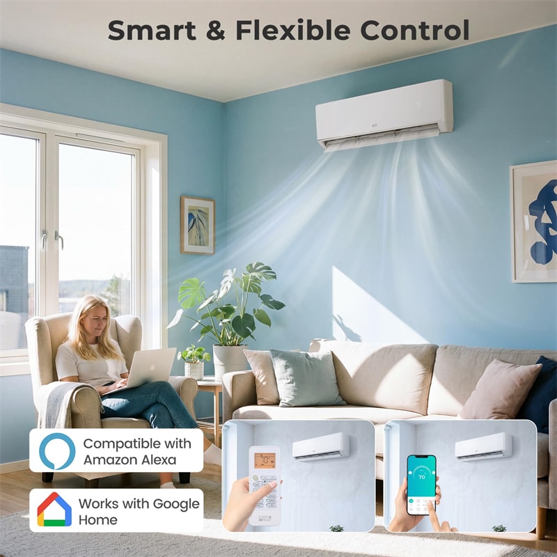 X-Pro 27000 BTU 24 SEER2 2-Zone Mini Split Air Conditioner, WiFi Enabled Energy Star Inverter Ductless AC System with Heat Pump & Line Set