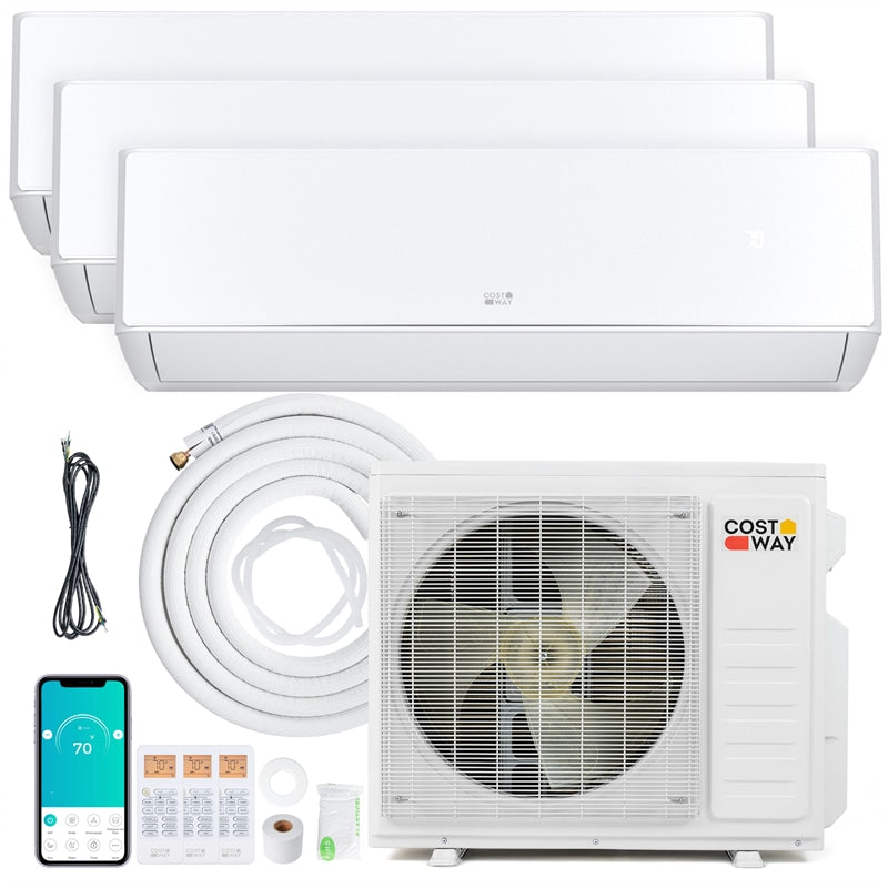 X-Pro 27000 BTU 3-Zone Mini Split Air Conditioner, 24 SEER2 WiFi Enabled Energy Star Inverter Ductless AC & Heat Pump System w/ Line Set