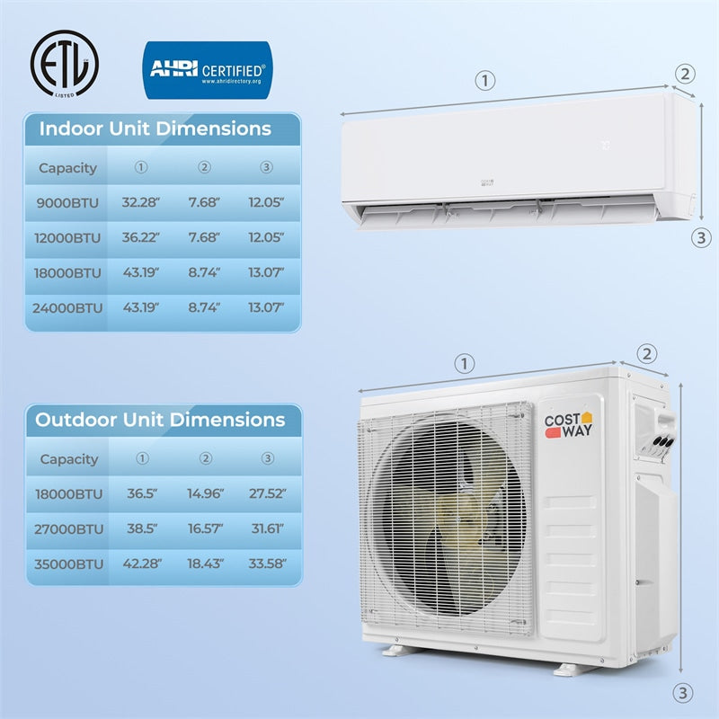 X-Pro 27000 BTU 3-Zone Mini Split Air Conditioner, 24 SEER2 WiFi Enabled Energy Star Inverter Ductless AC & Heat Pump System w/ Line Set