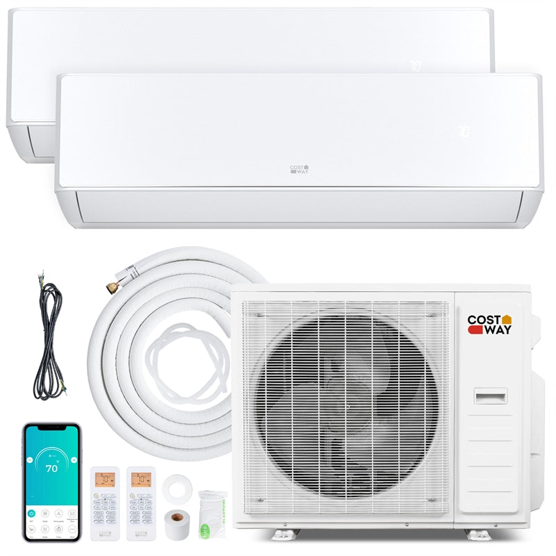 X-Pro 35000 BTU 22.5 SEER2 2-Zone Mini Split Air Conditioner, WiFi Enabled Energy Star Inverter Ductless AC System with Heat Pump & Line Set
