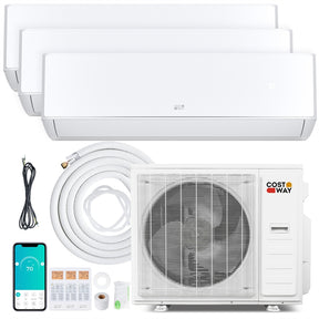X-Pro 35000 BTU 3 Zone 22.5 SEER2 WiFi Mini Split Air Conditioner Heater, Energy Star Inverter Ductless AC Heat Pump System with Line Set