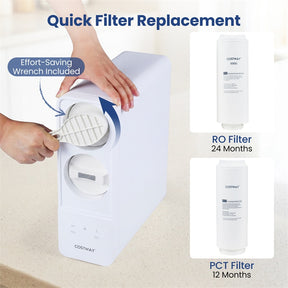 AW-RB05 Alkaline PH+ Reverse Osmosis Water Filter, 8-Stage 800 GPD Tankless Under Sink RO System, Smart LED Faucet, 2:1 Pure to Drain Ratio